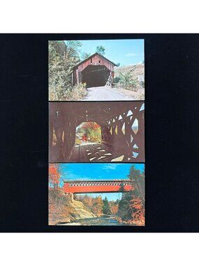 Vintage Postcard Lot Covered Bridges Vermont Americana Chiselville Martins Mill